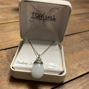 Tori Hill Sterling Silver Jade & Marcasite Pendant